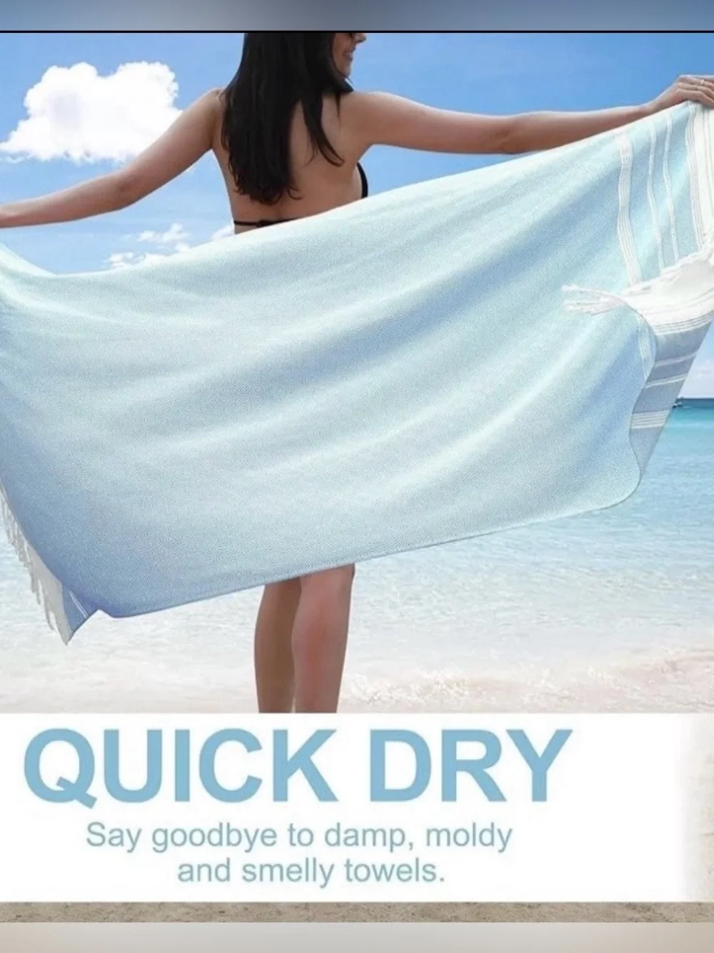 Soft Cotton Turquoise and White Geometric Beach Towel